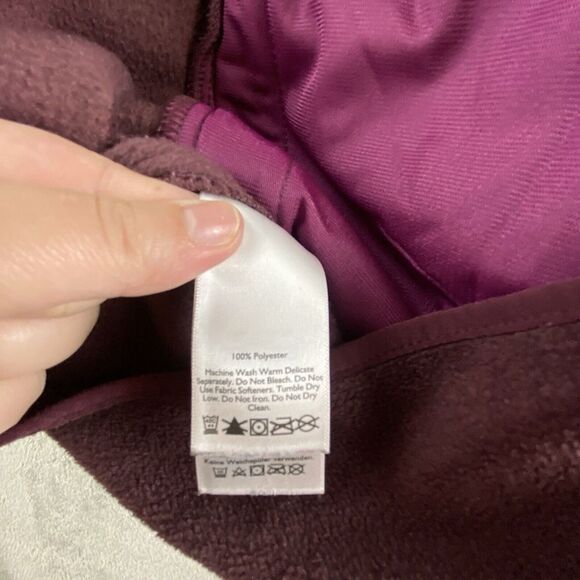Eddie Bauer Jacket Womens Medium Burgundy Fleece Full Zip Mock Neck Outdoor - Picture 11 of 12